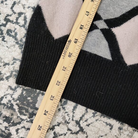 Gordon Cooper Golf Women's Sweater Size M Wool Cashmere Black Argyle Tennis Prep - Picture 8 of 8